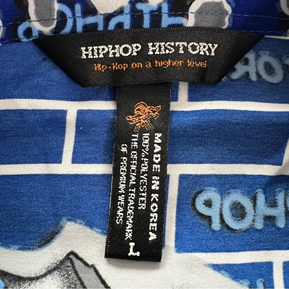 HipHop History Men’s L Graphic Button Shirt Blue Street Art‎ The Platinum Life - Picture 9 of 9